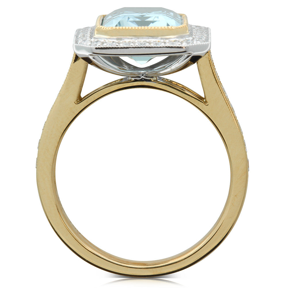 18ct Yellow & 18ct White Gold Aquamarine Ring